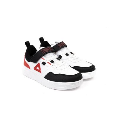 BASKET PEAK GARÇON CUIR BLANC NOIR